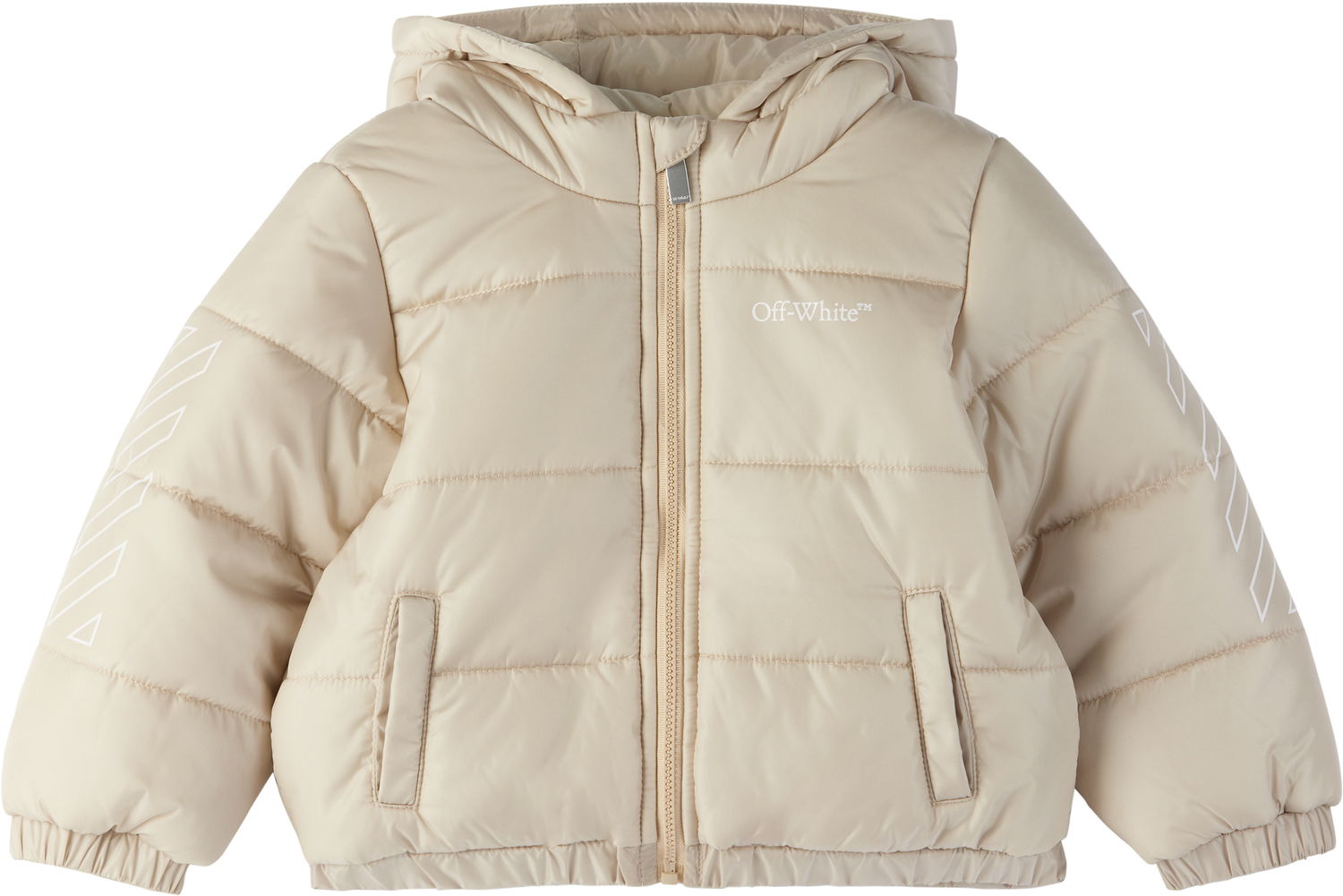 Пухо яке Off-White Off-White Bookish Diag Short Puffer Jacket Бежово | OB7X001F24FAB0011701, 0