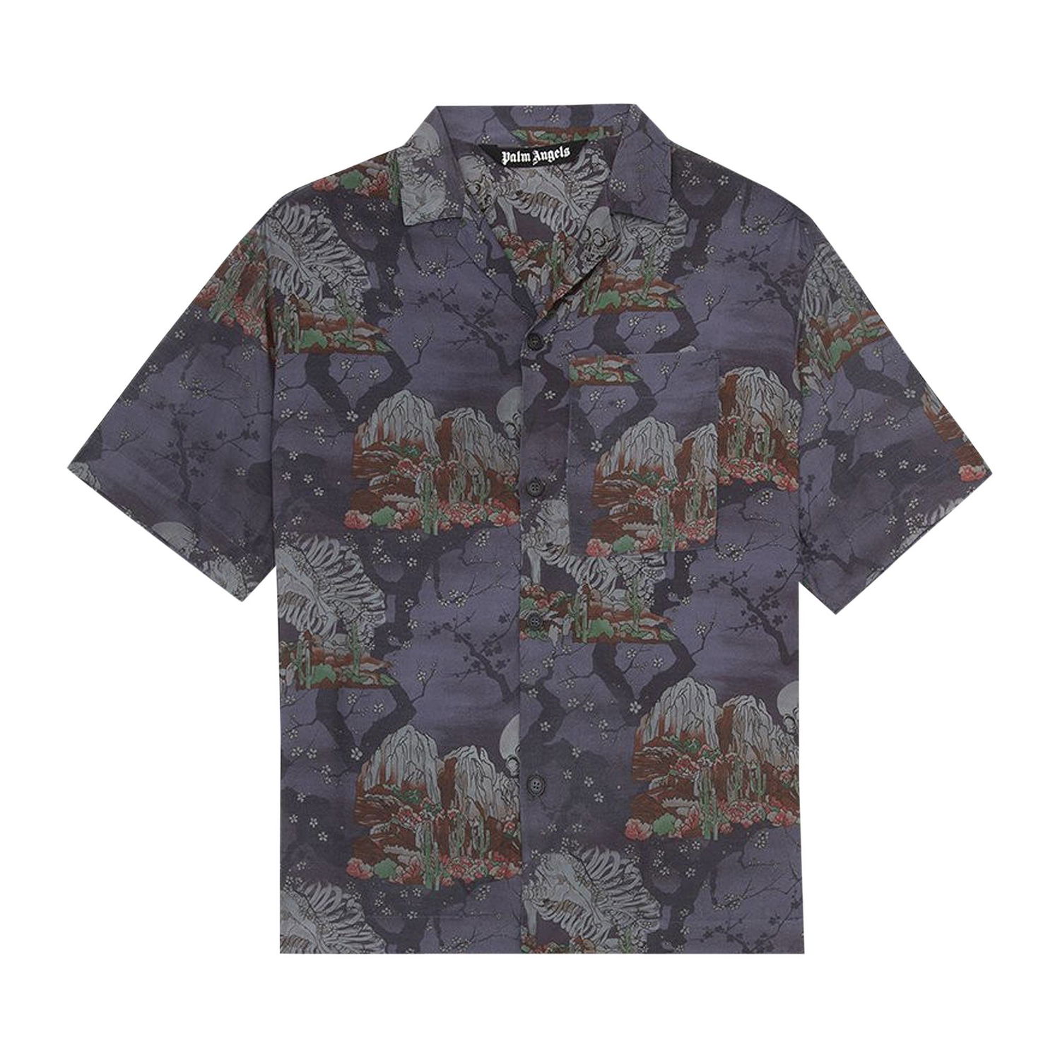 Риза Palm Angels All Over Skull Bowling Shirt Черно | PMGA037F20FAB0011084, 1