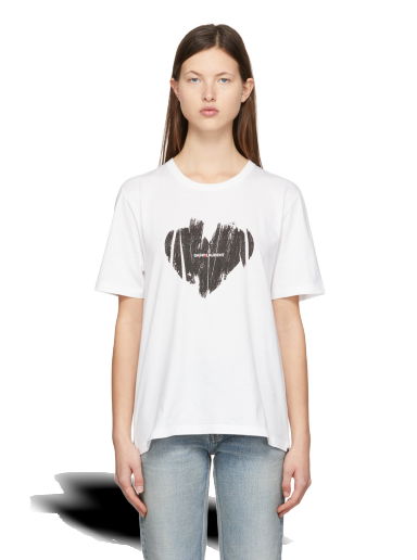 Тениска Saint Laurent Cotton T-Shirt Бяло | 615522 YBSO2