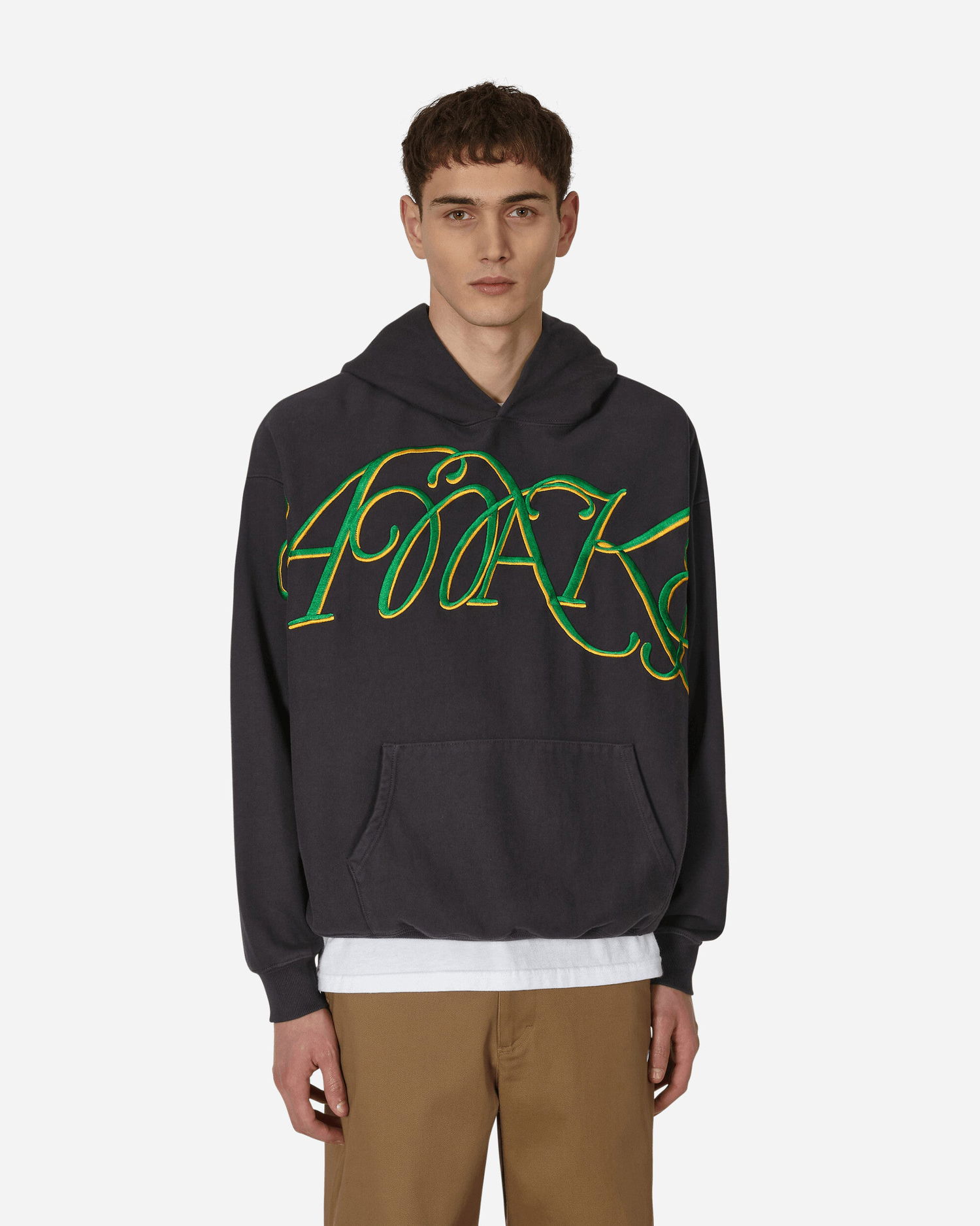 Суитчър Awake NY Script Embroidered Hooded Sweatshirt Сиво | AWK-FW22-HD001 CHA, 0