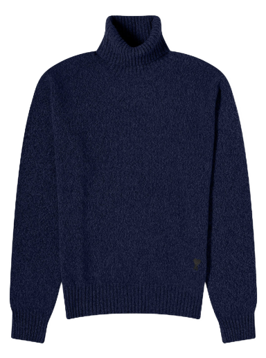 Пуловер AMI Tonal Heart Cashmere Roll Neck Knit Тъмно синьо | HKS427-005-430