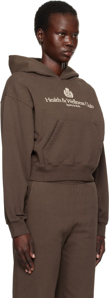 Суитчър Sporty & Rich H&W Crest Cropped Hoodie Кафяво | ST074512241BR03, 1