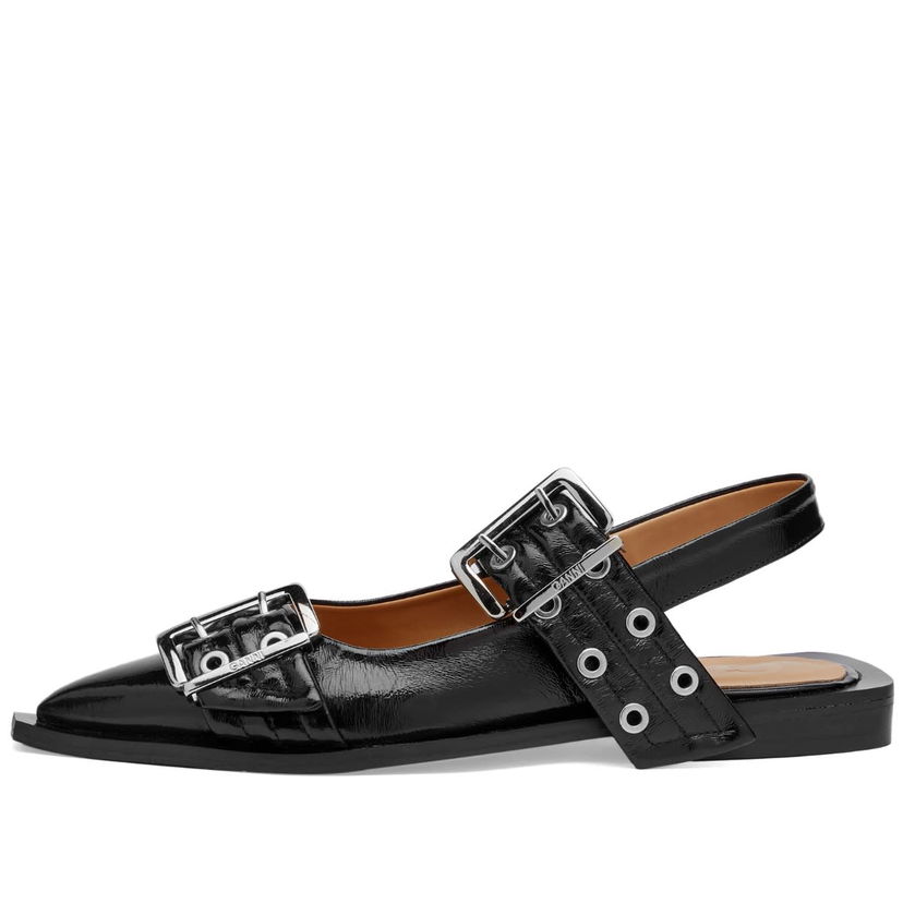 Кецове и обувки GANNI Chunky Buckle Ballerina Черно | S2312-099