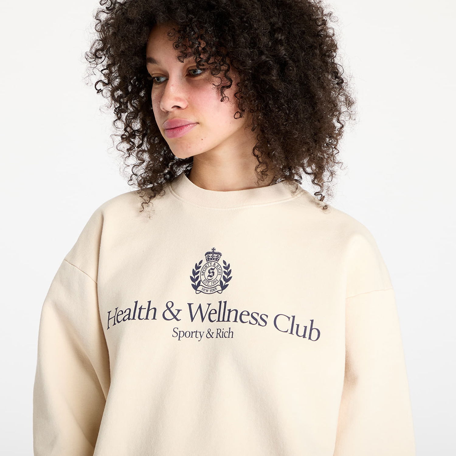 Пуловер Sporty & Rich Sporty & Rich H&W Crest Crewneck Sweatshirt Бежово | ST071606241CR01, 1
