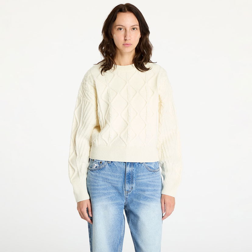 Пуловер Wrangler Cable Knit Sweater Worn White Бяло | 112356472