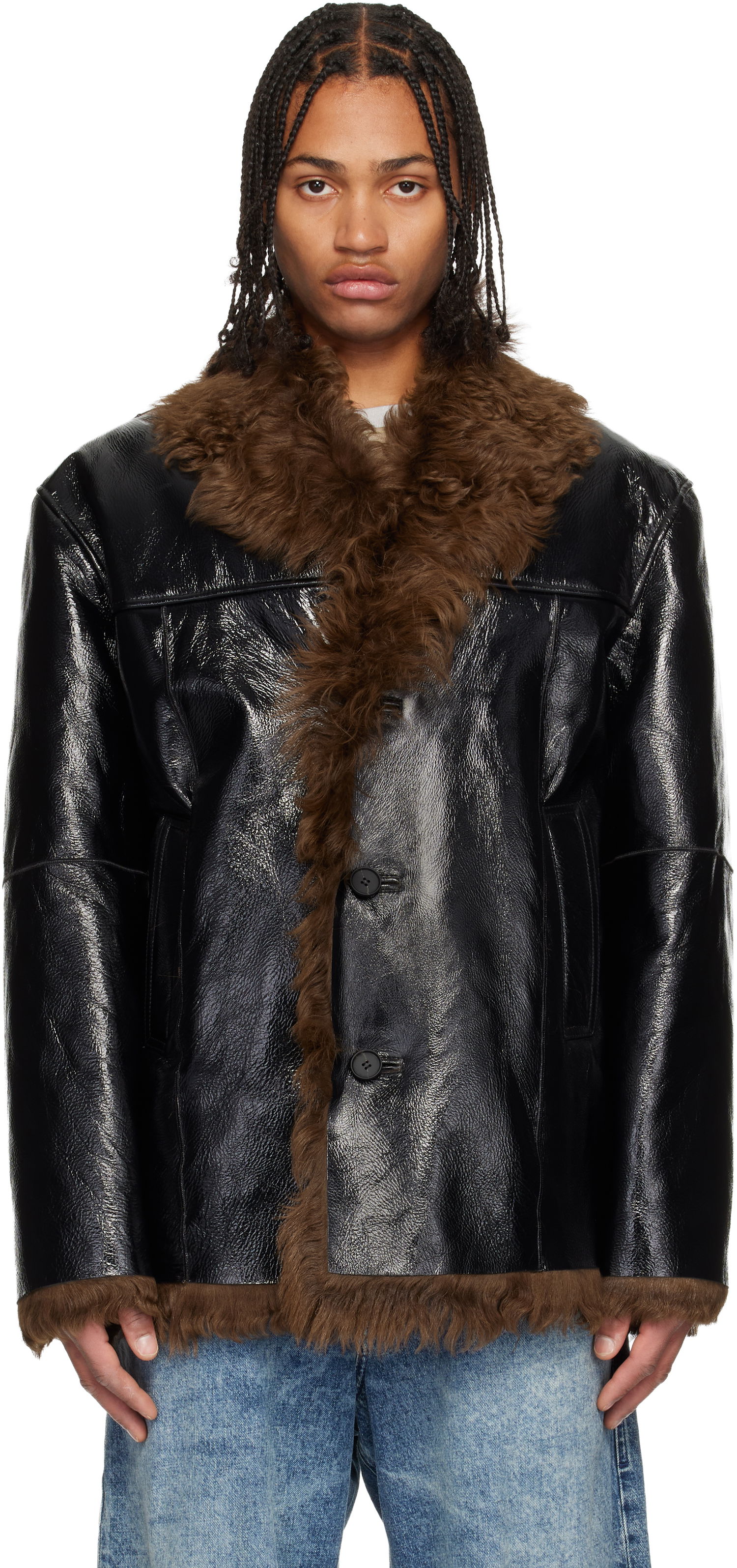 Яке Diesel L-Harnett Reversible Shiny Shearling Jacket Кафяво | A18586-0LKCQ-9XXA, 0