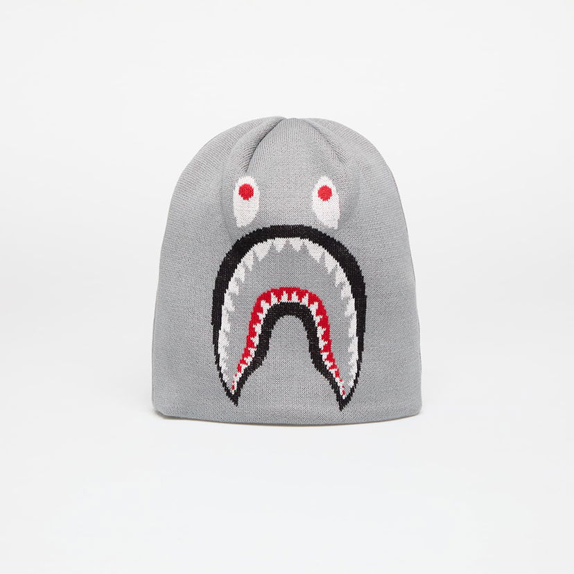 Шапка BAPE Knit Hat With Shark Graphic Сиво | 001HTK701007M GRA