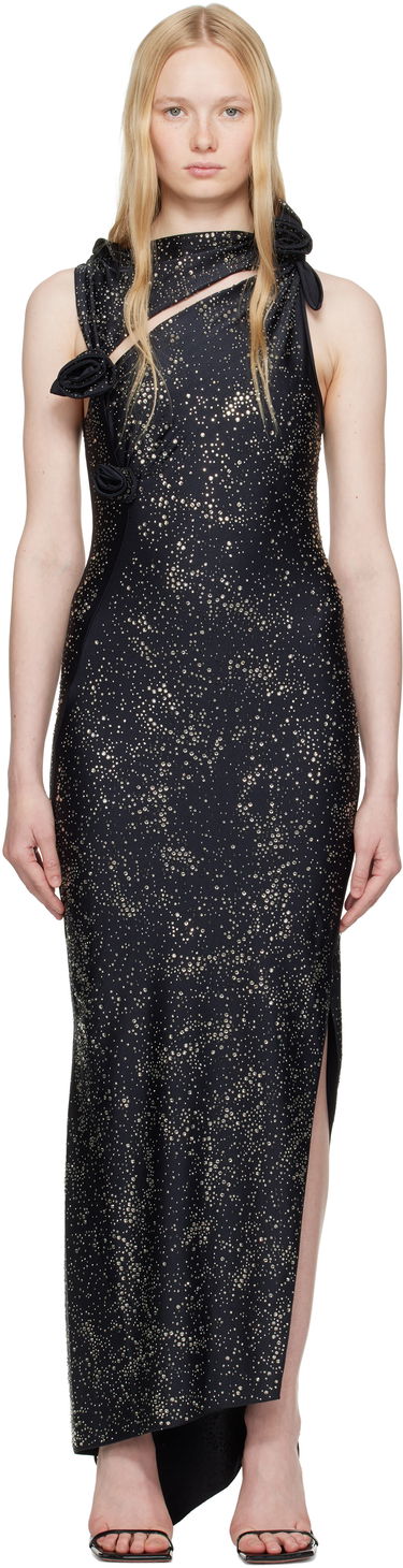 Pокля Coperni Coperni Crystal-Embellished Asymmetric Flower Maxi Dress Черно | COPR44CRF5001, 0