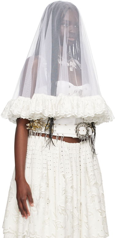 Pокля Chopova Lowena Chopova Lowena Lace-Trimmed Tulle Veil Бяло | 6343W, 1