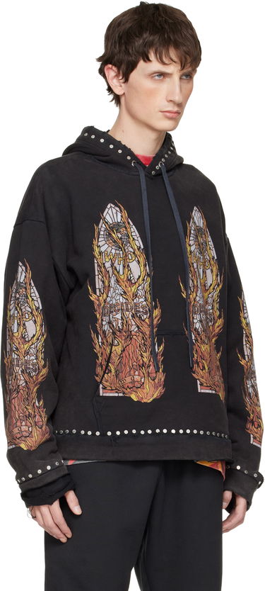 Суитчър Who Decides War Studded Stained Glass Flame Graphic Hoodie Черно | 1110420002FW25, 1