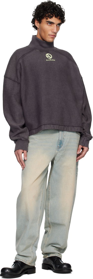 Суитчър Acne Studios Acne Studios Logo Mock Neck Fleece Sweatshirt Сиво | CI0198-, 3