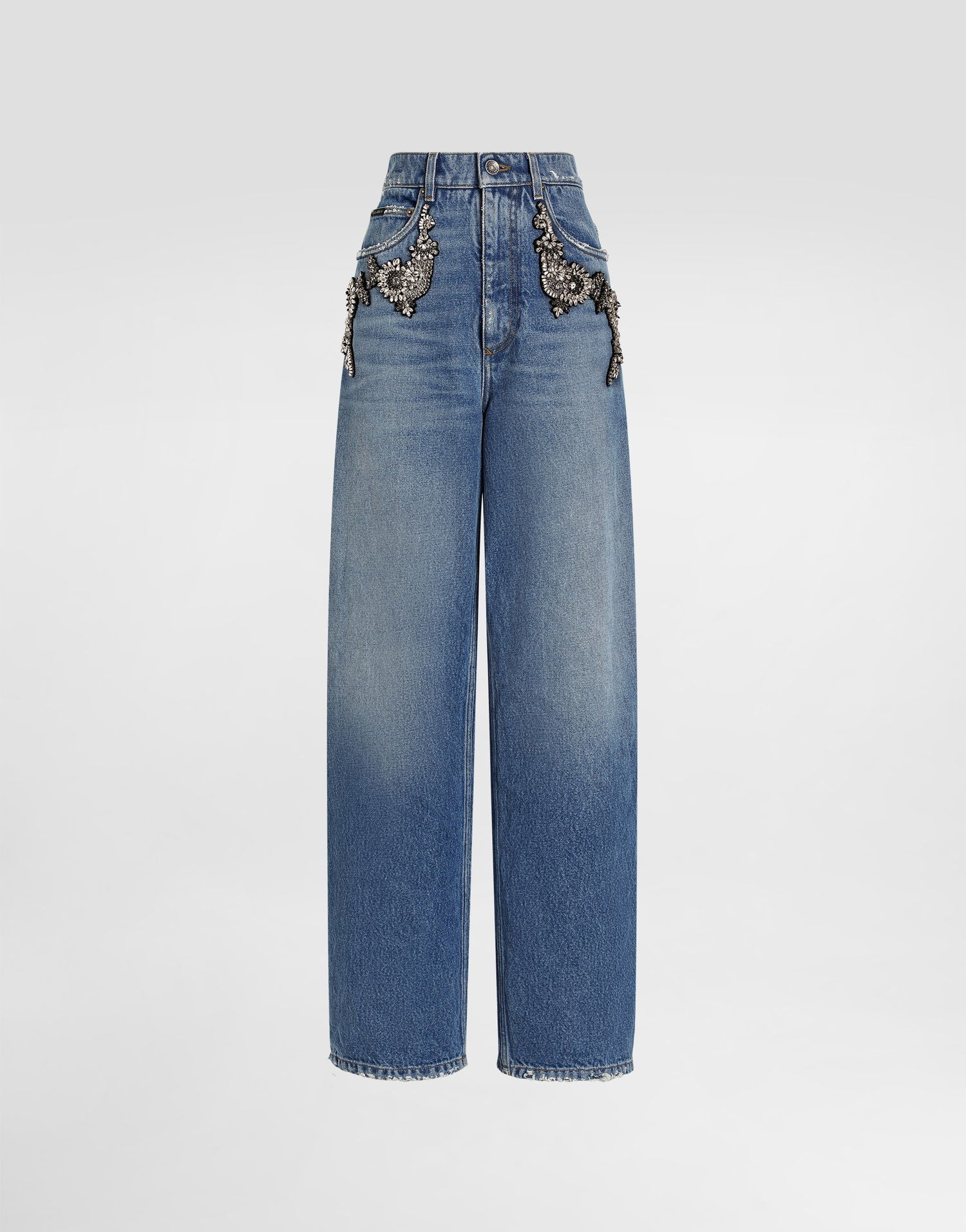 Дънки Dolce & Gabbana Dolce & Gabbana Embellished Wide-Leg Jeans Синьо | FTDDHZG8OD1S9001, 0