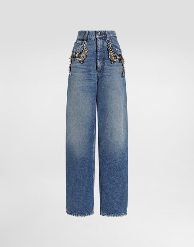 Dolce & Gabbana Embellished Wide-Leg Jeans