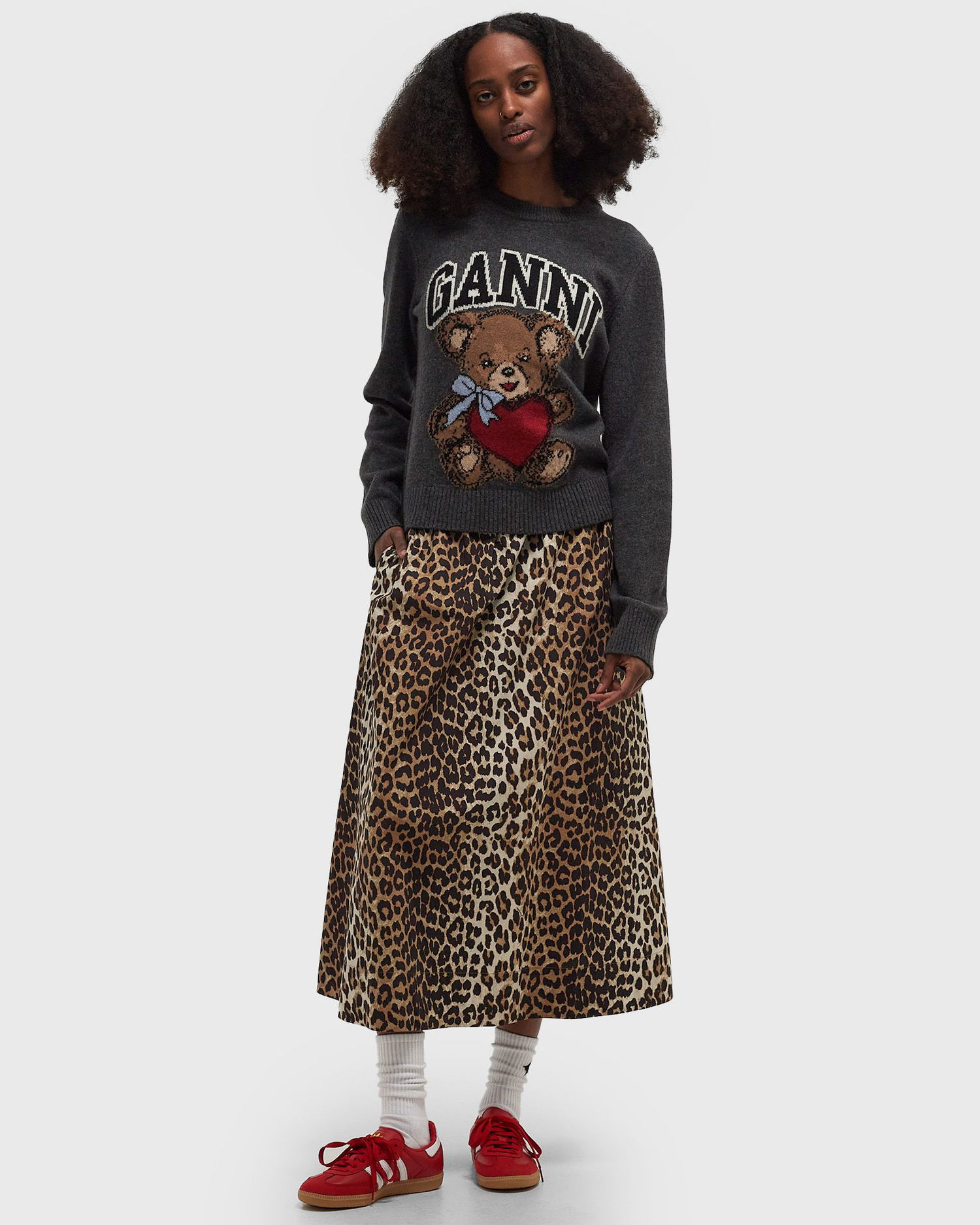 Пола GANNI Printed Cotton Elasticated Maxi Skirt Кафяво | F9365-943, 1