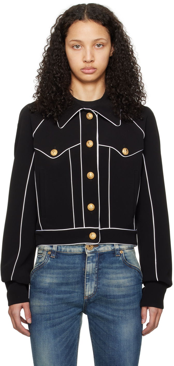 Яке Balmain Piping Jacket Черно | CF1TC120VB00