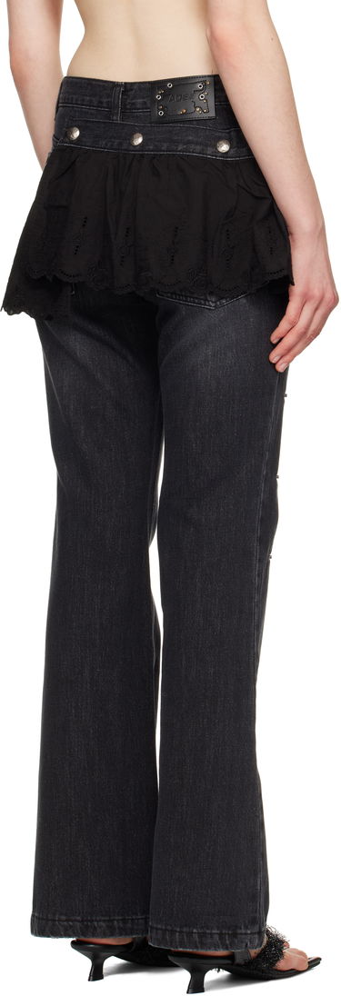Дънки Andersson Bell Andersson Bell Flower Lace Attached Bootcut Jeans Черно | apa796w, 2