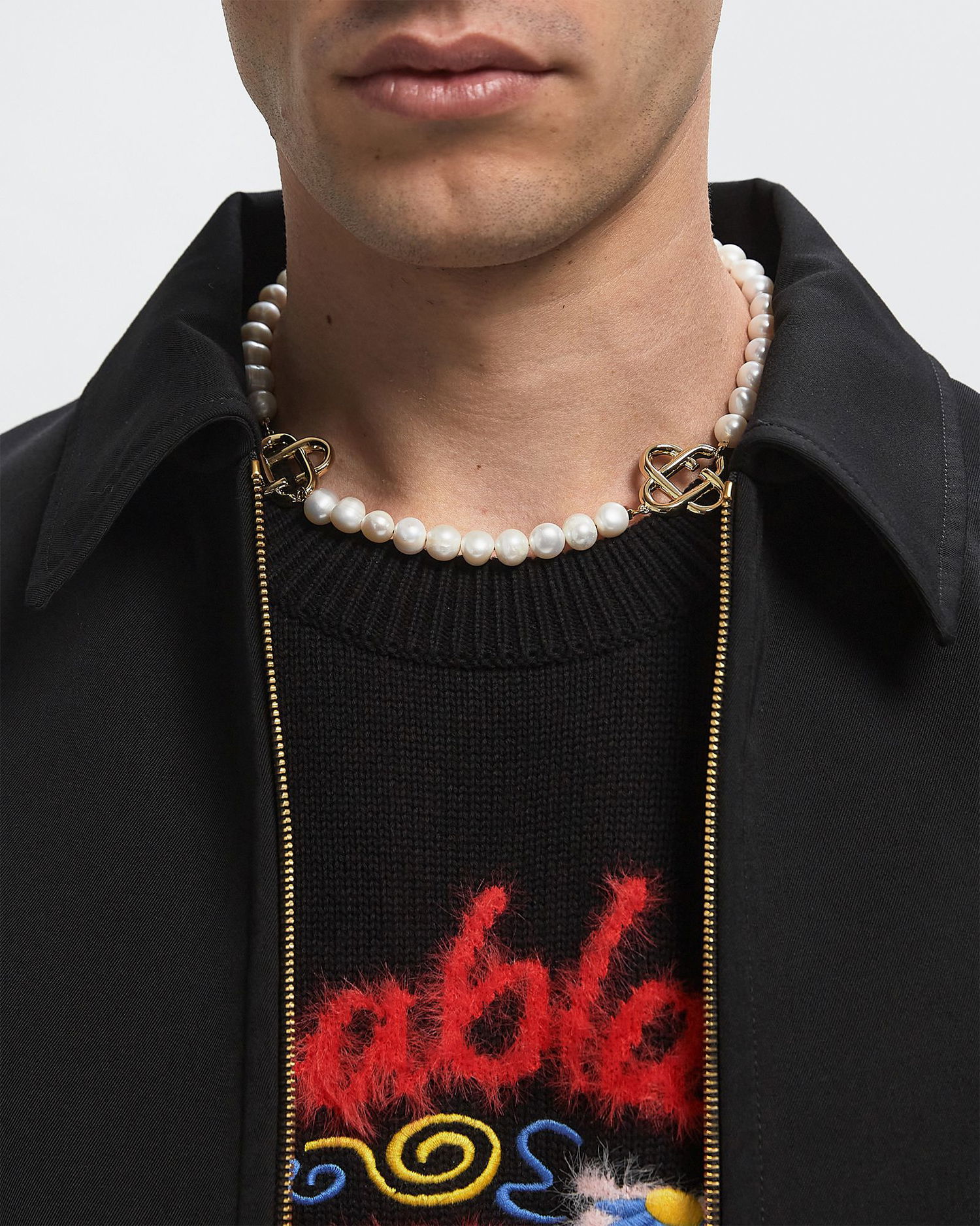 Колие Casablanca Pearl Logo Necklace Бяло | APF25-JW-085-01, 1
