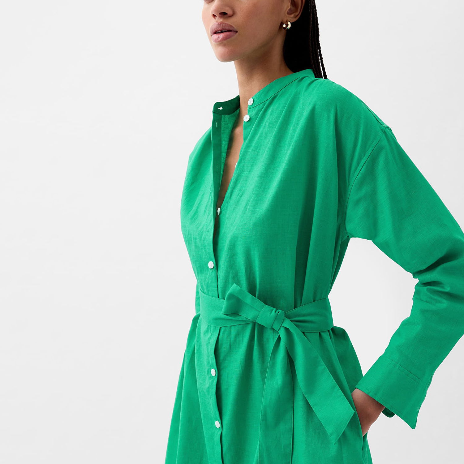 Pокля GAP Dresses Longsleeve Linen Maxi Dress Simply Green Зелено | 857614-03, 1