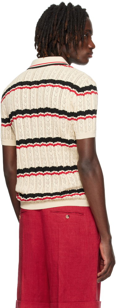 Поло тениска Valentino Valentino Striped Knit Polo Бежово | 7V3KP03XB0S, 2