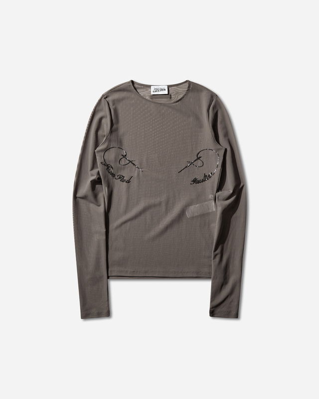 Sequin Needles Long-Sleeve Sheer Top