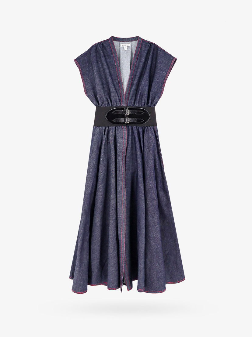 Pокля Alaïa Denim Midi Dress Синьо | AA9R10146T664530