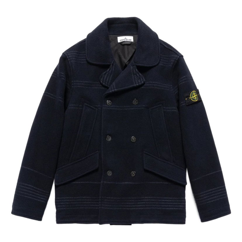 Палта Stone Island Stone Island Logo Patch Double-Breasted Jacket Синьо | 771542952-V0020