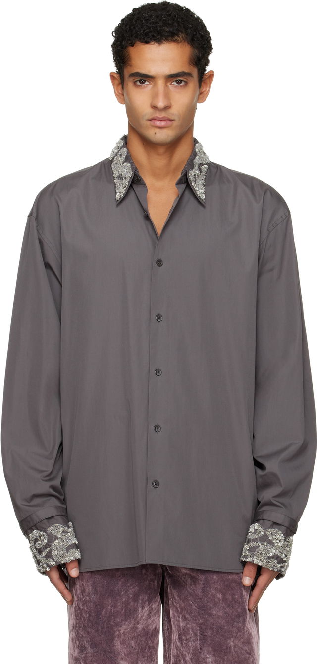 Embellished Collar and Cuffs Shirt