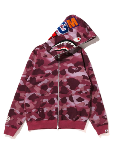 Суитчър BAPE GRID Camo Shark Full Zip Hoodie Бургунди | 1I80-215-007