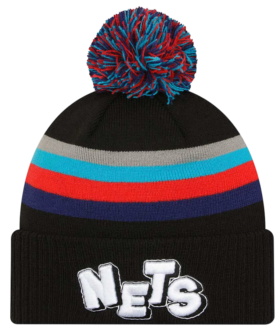 Шапка New Era New Era Brooklyn Nets NBA 23-24 Pom Beanie Черно | 60429877-60429877, 0