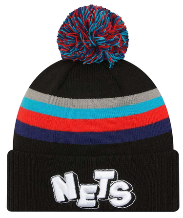 Шапка New Era New Era Brooklyn Nets NBA 23-24 Pom Beanie Черно | 60429877-60429877, 0