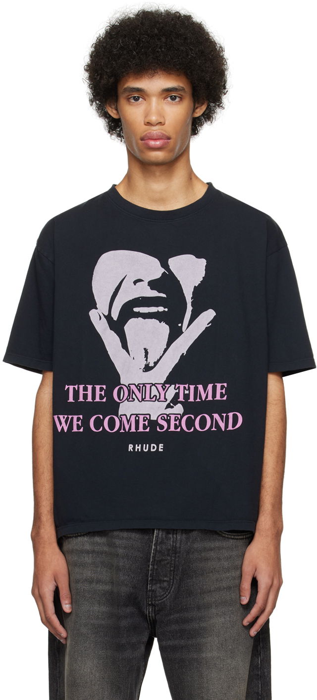 Тениска Rhude 'Come Second' T-Shirt Черно | RHPS24TT27012610