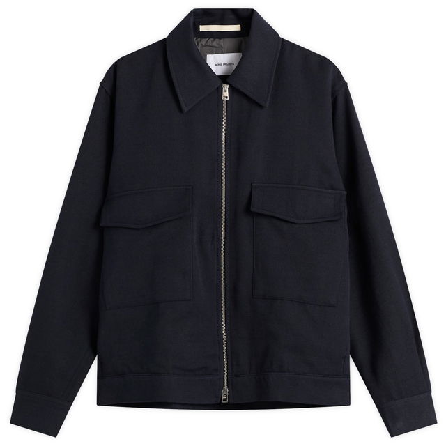 Aksel Cavalry Cotton Wool Windstopper Full-Zip Jacket with Flap Pockets