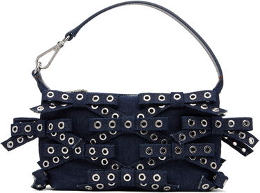 Дамска чанта GANNI GANNI Bow Eyelet Butterfly Denim Pouch Bag Тъмно синьо | A6378, 0