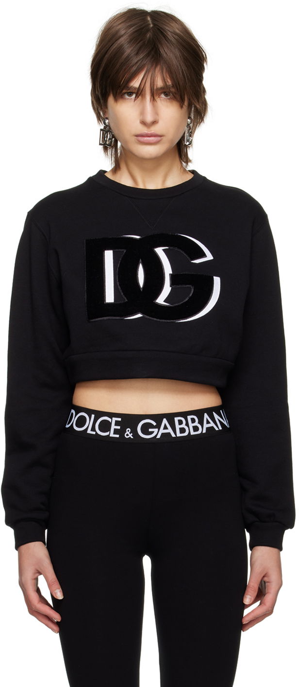 Суитчър Dolce & Gabbana Black Cropped Sweatshirt Черно | F9P40Z HU7HV