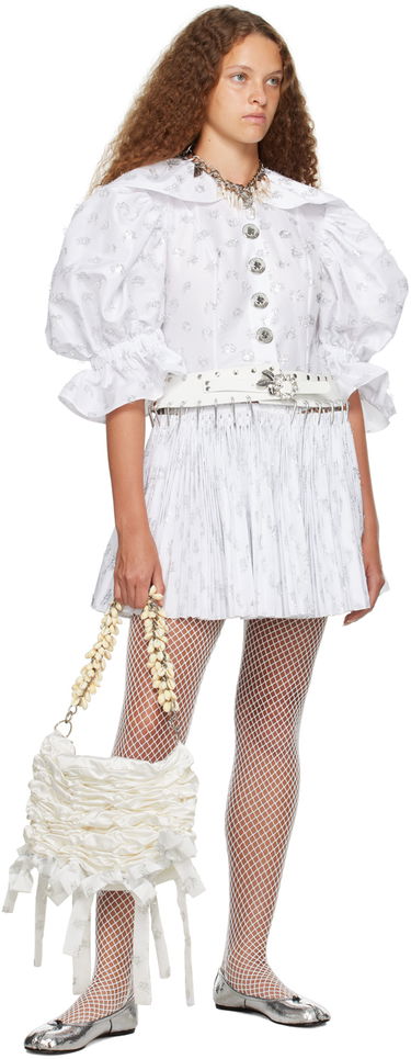 Пола Chopova Lowena Exclusive White Harpsichord Mini Dress Бяло | 1292W, 3
