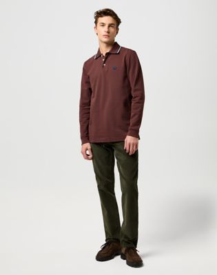 Поло тениска Wrangler Wrangler Long Sleeve Polo Shirt Бургунди | 112371508:XXL, 1