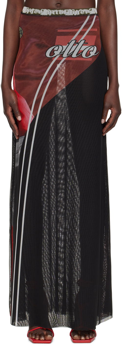 Пола Ottolinger Ottolinger Printed Mesh Maxi Skirt Черно | 0101315, 0