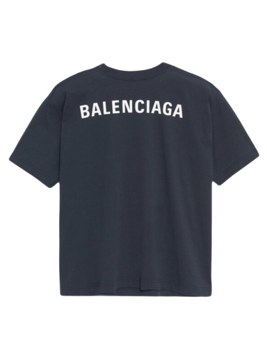 Тениска Balenciaga Oversized Logo T-Shirt Тъмно синьо | 578124TEV436370