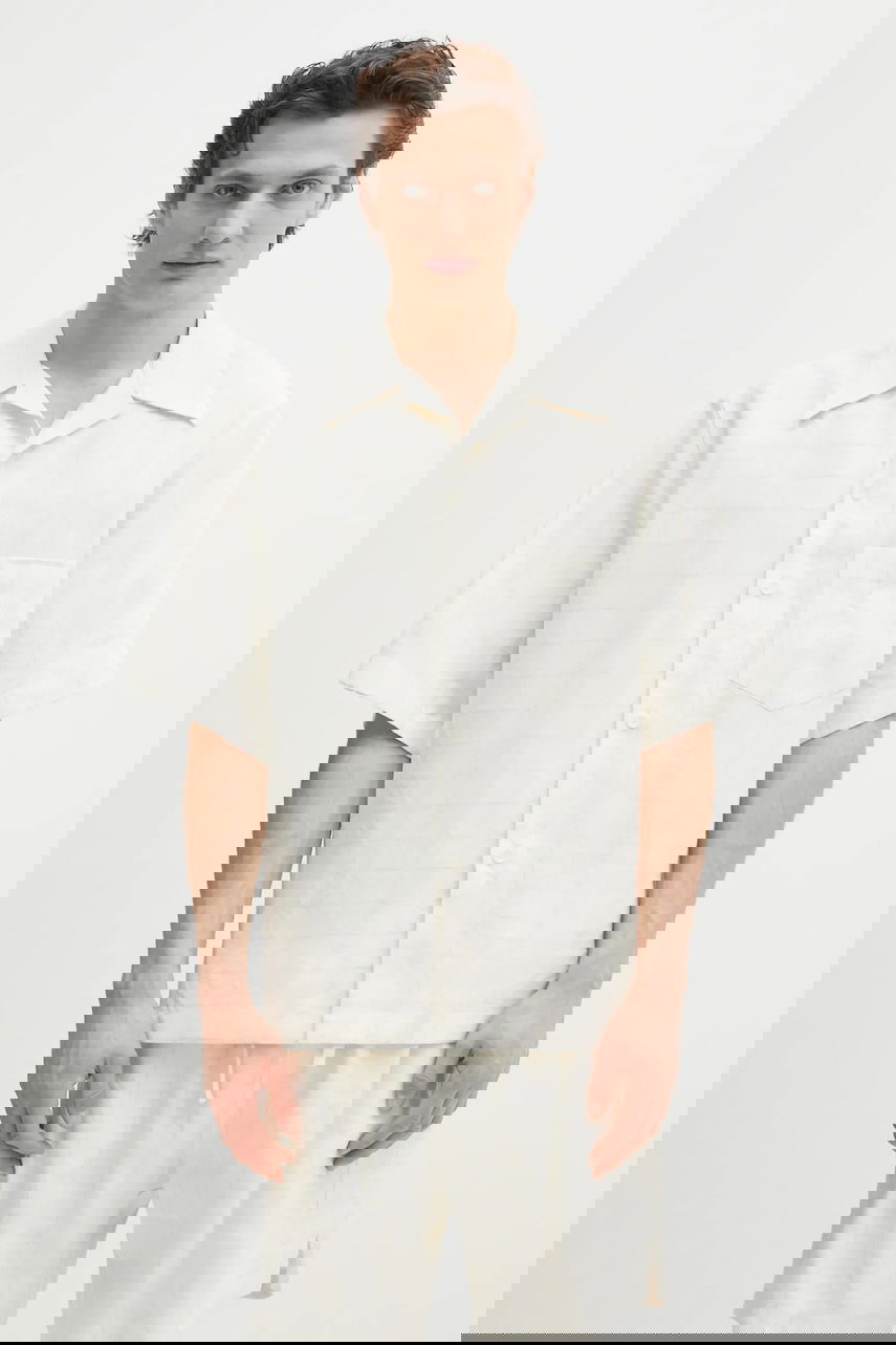 Риза Wales Bonner Wales Bonner Highlife Relaxed Fit Short Sleeve Bowling Shirt with Subtle Check Бежово | MS25SH08.VI02.0959, 0