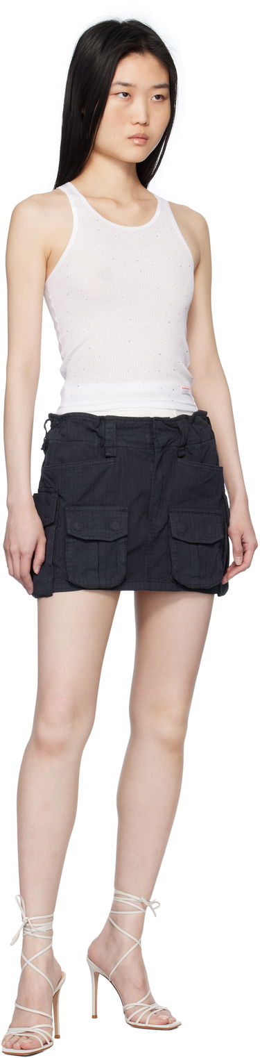 Потник Alexander Wang White Crystal Hotfix Racer Tank Top Бяло | WL001T, 4