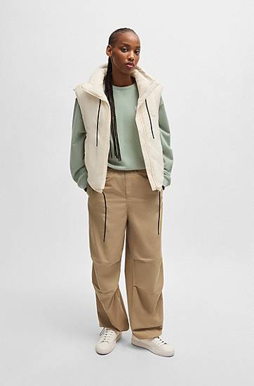 Карго панталони BOSS Baggy Parachute Cotton Canvas Trousers Бежово | 50527950, 1