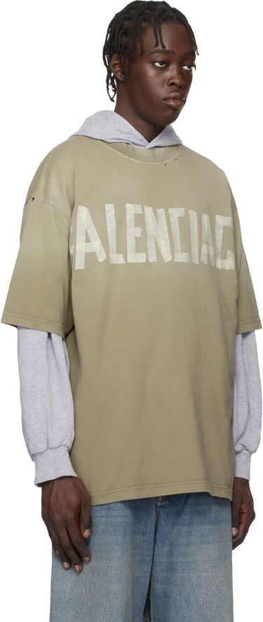 Тениска Balenciaga New Tape Type Medium Fit T-Shirt Зелено | 739784TOVA9, 1