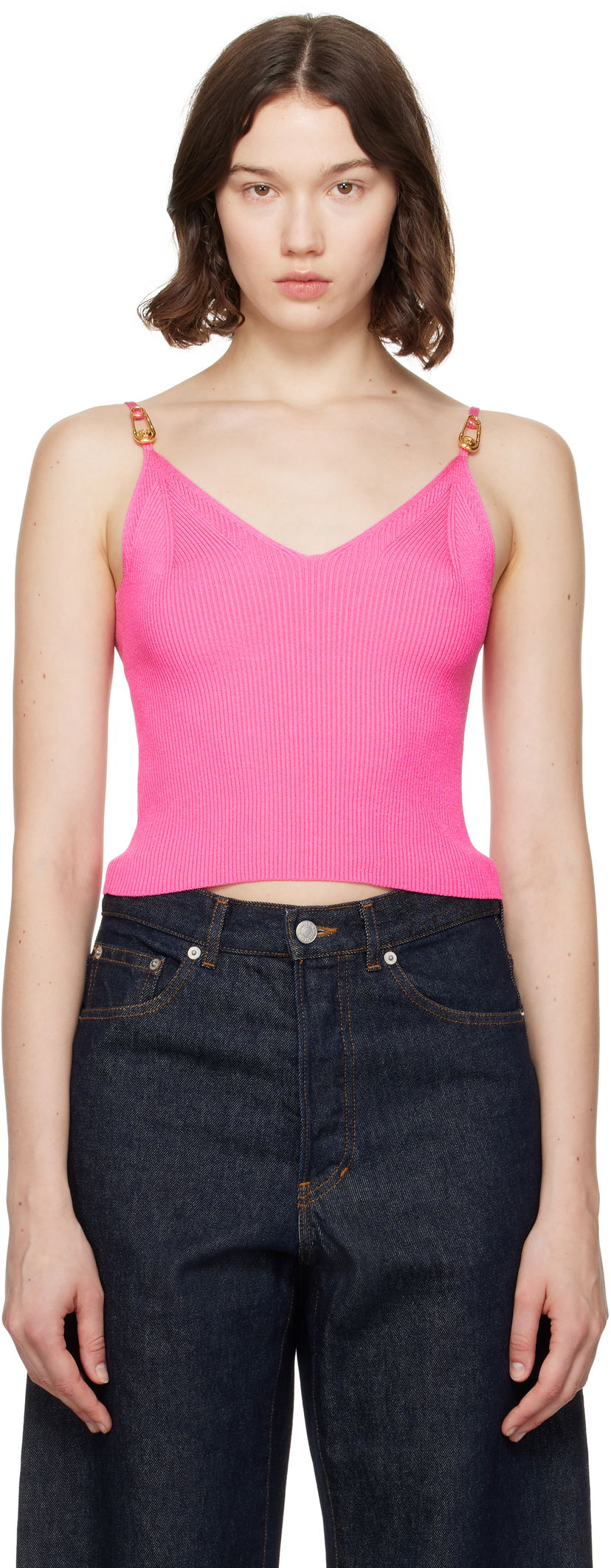 Потник Versace Versace Safety Pin Knit Crop Camisole Розово | 1017770_1A12699