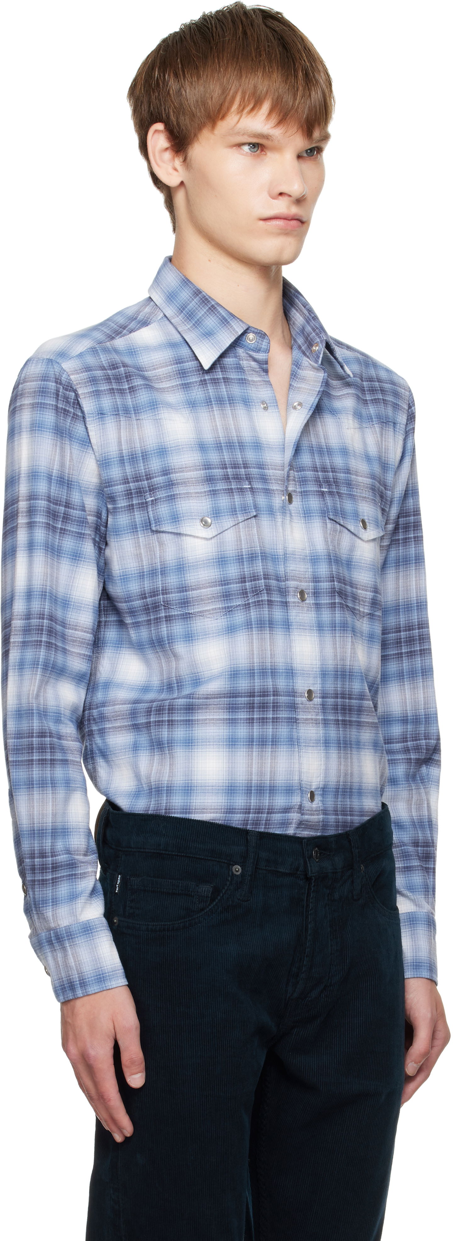 Риза Tom Ford TOM FORD Check Western Shirt Синьо | HDS001-FMC243, 1