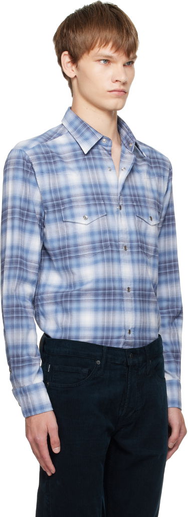 Риза Tom Ford TOM FORD Check Western Shirt Синьо | HDS001-FMC243, 1