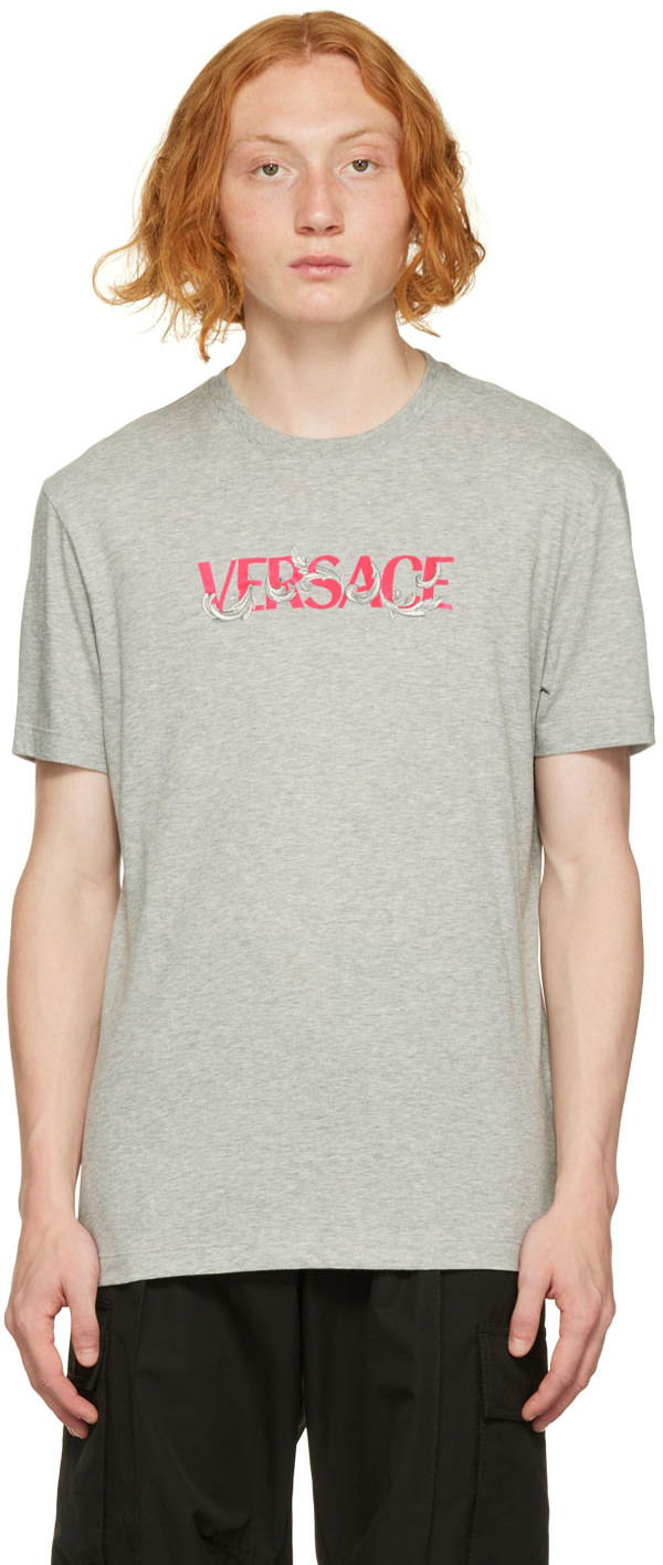 Тениска Versace Embroidered T-Shirt Сиво | 1006435 1A04400, 0