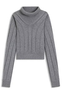 Virgin Wool and Cashmere Rollneck Cropped Sweater