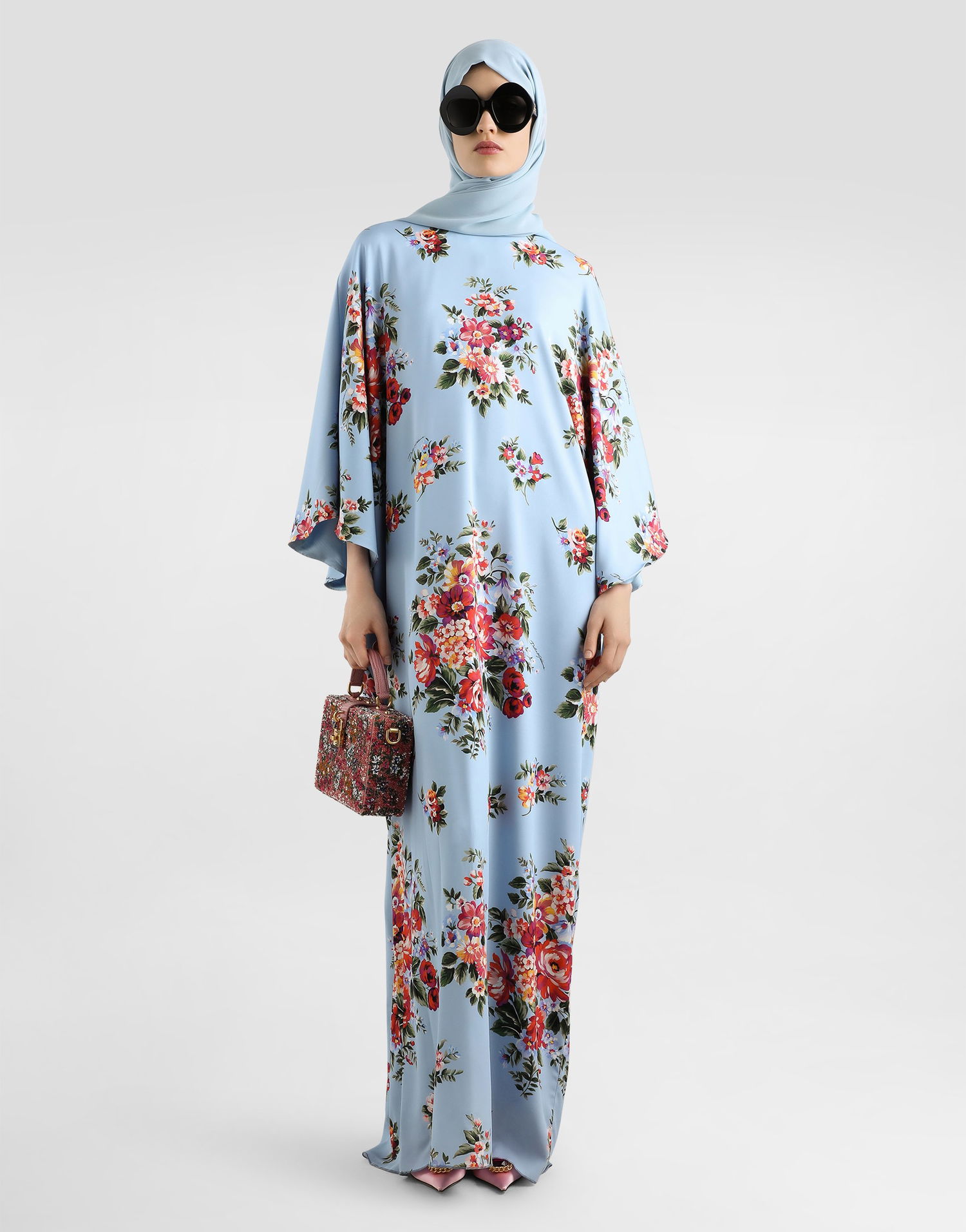 Pокля Dolce & Gabbana Dolce & Gabbana Flower Bouquet-print Long Charmeuse Dress Collection Многоцветен | F610QTFSA8PHC5ZO, 1