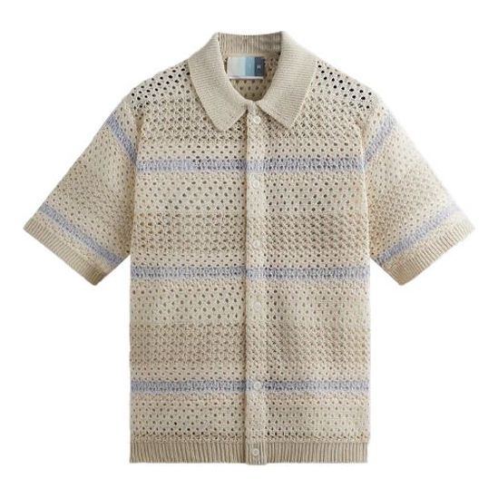 Пуловер KITH KITH Thompson Crochet Button-Down Shirt Бежово | KHM031095-105