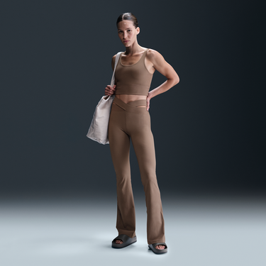 Комплект Nike Nike Zenvy High-Waisted Ribbed Flare Leggings Кафяво | HJ1846-233, 1